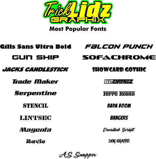 Name decal sheet die cut.